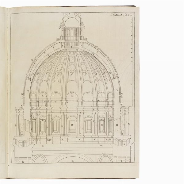 (Roma - Vaticano - Architettura - Illustrati 700)   POLENI, Giovanni.   Memorie istoriche della gran cupola del tempio vaticano, e de’ danni di essa, e de’ ristoramenti loro, divise in libri cinque.   In Padova, nella stamperia del Seminario, 1748.  - Asta LIBRI, MANOSCRITTI E AUTOGRAFI - Associazione Nazionale - Case d'Asta italiane