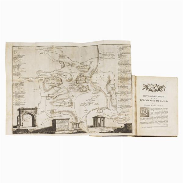 (Roma antica - Illustrati 700)   VENUTI, Ridolfino.   Accurata, e succinta descrizione topografica delle antichit&agrave; di Roma … Parte prima [- seconda].   In Roma, presso Gio Battista Bernab&ograve;, e Giuseppe Lazzarini, 1763.  - Asta LIBRI, MANOSCRITTI E AUTOGRAFI - Associazione Nazionale - Case d'Asta italiane