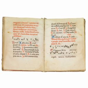 (Manoscritti)   Piccolo antifonario miniato su pergamena. XV/XVI secolo.  - Asta LIBRI, MANOSCRITTI E AUTOGRAFI - Associazione Nazionale - Case d'Asta italiane