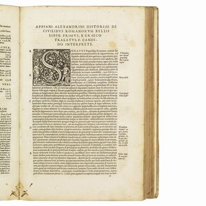 (Storia romana - Stampa)   APPIANUS.   De ciuilibus Romanorum bellis historiarum libri quinque  .   [CON:]   VELLEIO PATERCOLO.   Historiae Romanae duo volumina.   Parisiis, ex officina Michaelis Vascosani, 1538.  - Asta LIBRI, MANOSCRITTI E AUTOGRAFI - Associazione Nazionale - Case d'Asta italiane