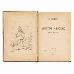 COLLODI, Carlo.   Le Avventure di Pinocchio. Storia di un burattino. Illustrata da E. Mazzanti.   Firenze, Felice Paggi Libraio-Editore, 1883.  - Asta LIBRI, MANOSCRITTI E AUTOGRAFI - Associazione Nazionale - Case d'Asta italiane