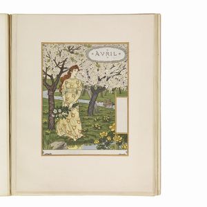 (Art Nouveau - Illustrati 900)   GRASSET, Eugène.   Les Mois. Douze Compositions D’Eugène Grasset. Gravées sur bois & imprimées en chromotypognraphie.   Paris, G. De Malherbe, [1895 o 1896].  - Asta LIBRI, MANOSCRITTI E AUTOGRAFI - Associazione Nazionale - Case d'Asta italiane
