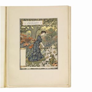 (Art Nouveau - Illustrati 900)   GRASSET, Eugène.   Les Mois. Douze Compositions D’Eugène Grasset. Gravées sur bois & imprimées en chromotypognraphie.   Paris, G. De Malherbe, [1895 o 1896].  - Asta LIBRI, MANOSCRITTI E AUTOGRAFI - Associazione Nazionale - Case d'Asta italiane
