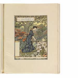 (Art Nouveau - Illustrati 900)   GRASSET, Eugène.   Les Mois. Douze Compositions D’Eugène Grasset. Gravées sur bois & imprimées en chromotypognraphie.   Paris, G. De Malherbe, [1895 o 1896].  - Asta LIBRI, MANOSCRITTI E AUTOGRAFI - Associazione Nazionale - Case d'Asta italiane