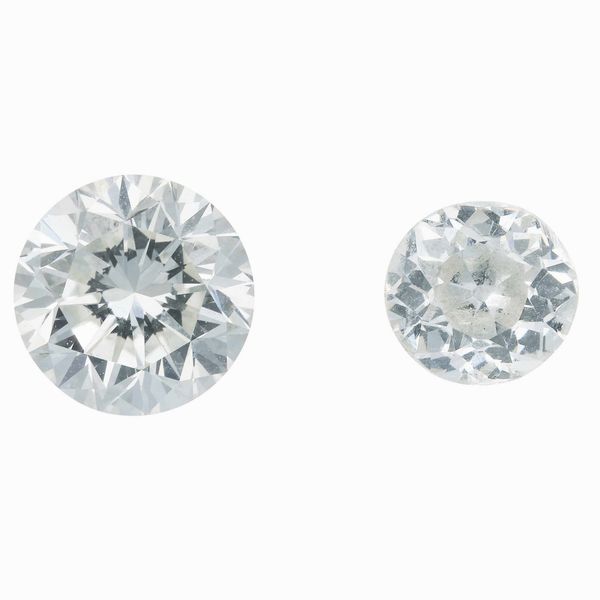 Diamante taglio brillante di ct 1.12 e diamante di vecchio taglio di ct 0.62  - Asta Fine Jewels - Associazione Nazionale - Case d'Asta italiane