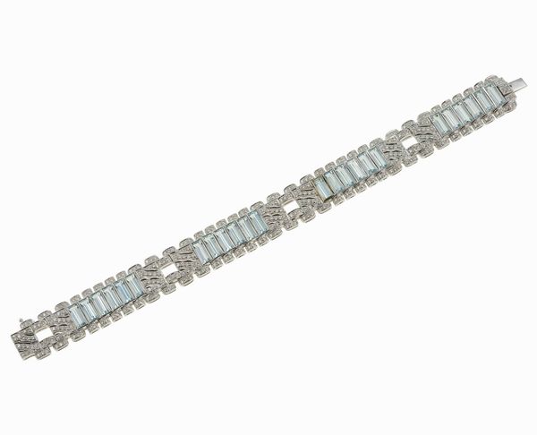 Bracciale con diamanti e acquamarina  - Asta Fine Jewels - Associazione Nazionale - Case d'Asta italiane