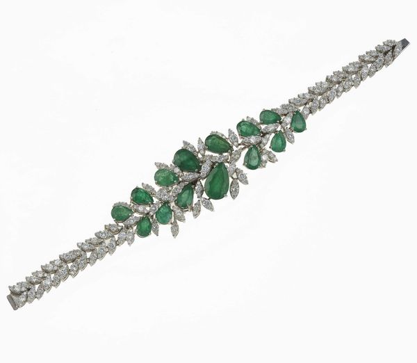 Bracciale con smeraldi e diamanti  - Asta Fine Jewels - Associazione Nazionale - Case d'Asta italiane