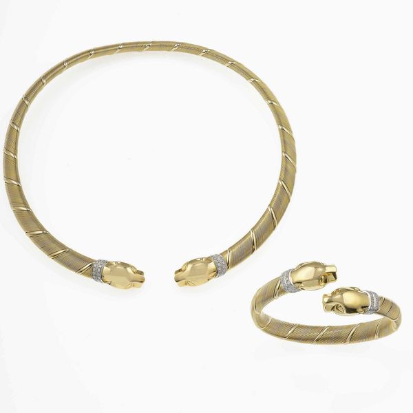 Cartier. Demi-parure Panthre composta da girocollo e bracciale  - Asta Fine Jewels - Associazione Nazionale - Case d'Asta italiane