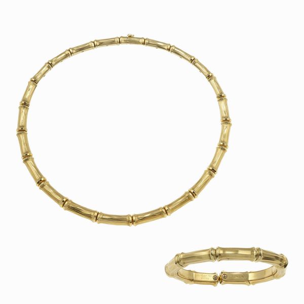 Cartier. Demi-parure Bamboo composta da girocollo e bracciale  - Asta Fine Jewels - Associazione Nazionale - Case d'Asta italiane