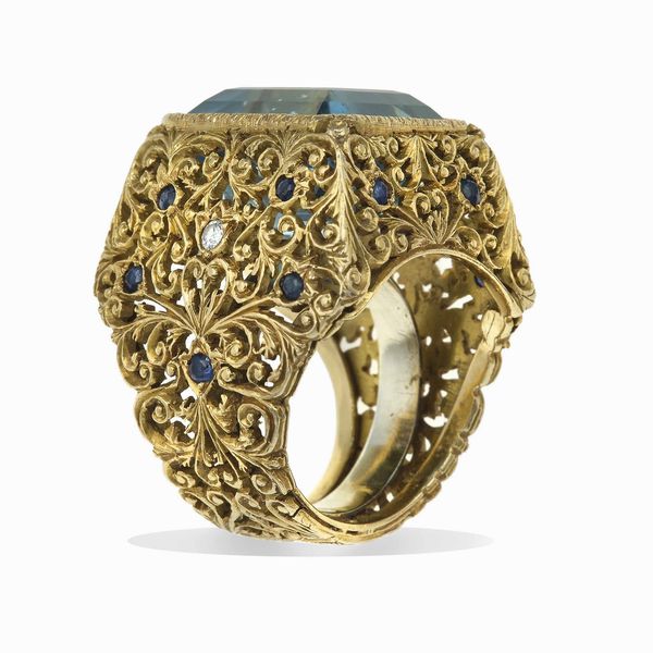 Anello con grande acquamarina  - Asta Fine Jewels - Associazione Nazionale - Case d'Asta italiane