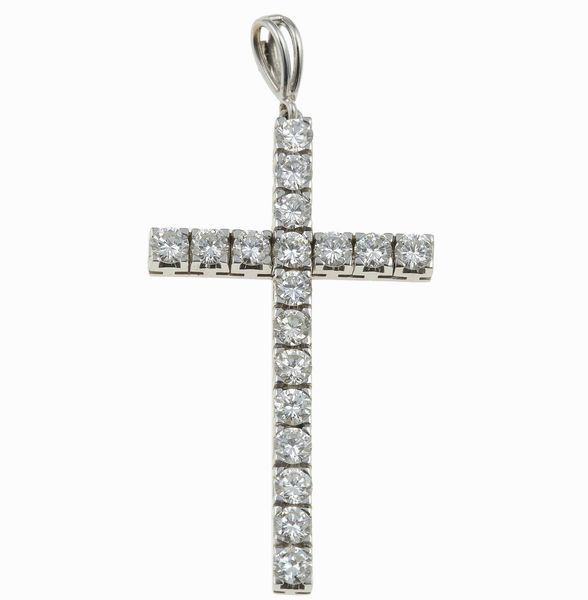 Pendente croce con diamanti  - Asta Fine Jewels - Associazione Nazionale - Case d'Asta italiane