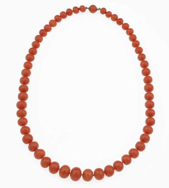 Collana con boules di corallo  - Asta Fine Jewels - Associazione Nazionale - Case d'Asta italiane