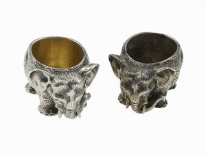 Manifattura Buccellati per Fasano. Coppia di saliere elefanti  - Asta Fine Jewels - Associazione Nazionale - Case d'Asta italiane