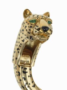 Cartier. Bracciale 'Panthre' con smalto e smeraldi  - Asta Fine Jewels - Associazione Nazionale - Case d'Asta italiane
