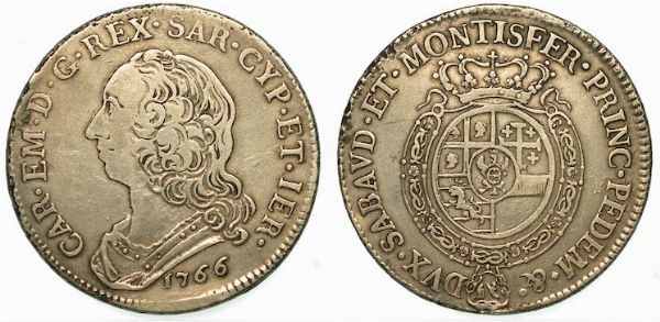 REGNO DI SARDEGNA. CARLO EMANUELE III DI SAVOIA, 1730-1773. Mezzo Scudo 1766.  - Asta Numismatica - Associazione Nazionale - Case d'Asta italiane