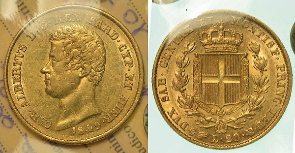 REGNO DI SARDEGNA. CARLO ALBERTO DI SAVOIA, 1831-1849. 20 Lire 1849. Torino.  - Asta Numismatica - Associazione Nazionale - Case d'Asta italiane