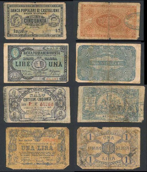 REGNO D'ITALIA. VITTORIO EMANUELE II DI SAVOIA, 1861-1878. Lotto di quattordici biglietti fiduciari.  - Asta Numismatica - Associazione Nazionale - Case d'Asta italiane