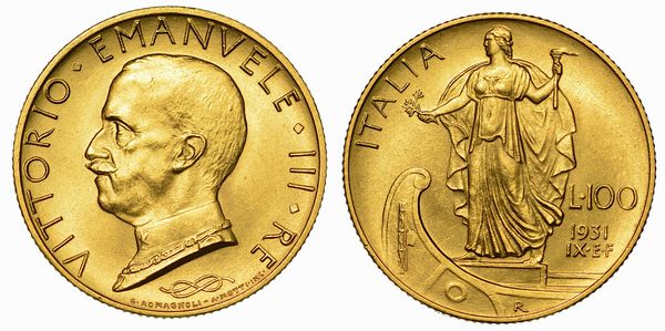 REGNO D'ITALIA. VITTORIO EMANUELE III DI SAVOIA, 1900-1946. 100 Lire 1931/A. IX. Italia su prora.  - Asta Numismatica - Associazione Nazionale - Case d'Asta italiane