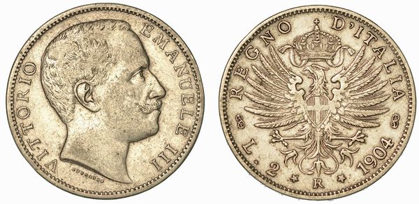 REGNO D'ITALIA. VITTORIO EMANUELE III DI SAVOIA, 1900-1946. 2 Lire 1904. Aquila Sabauda.  - Asta Numismatica - Associazione Nazionale - Case d'Asta italiane