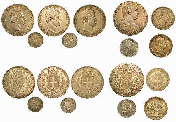 REGNO DI SARDEGNA E REGNO DITALIA. Lotto di nove monete.  - Asta Numismatica - Associazione Nazionale - Case d'Asta italiane