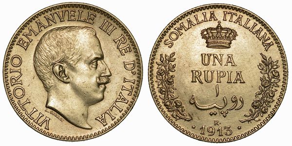 SOMALIA ITALIANA. VITTORIO EMANUELE III DI SAVOIA, 1909-1925. Rupia 1913.  - Asta Numismatica - Associazione Nazionale - Case d'Asta italiane