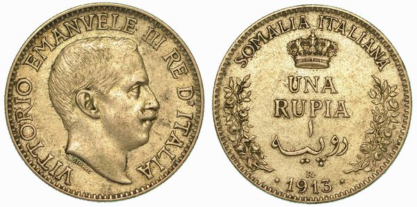 SOMALIA ITALIANA. VITTORIO EMANUELE III DI SAVOIA, 1900-1946. Rupia 1913.  - Asta Numismatica - Associazione Nazionale - Case d'Asta italiane