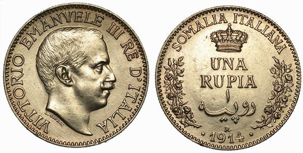 SOMALIA ITALIANA. VITTORIO EMANUELE III DI SAVOIA, 1909-1925. Rupia 1914.  - Asta Numismatica - Associazione Nazionale - Case d'Asta italiane