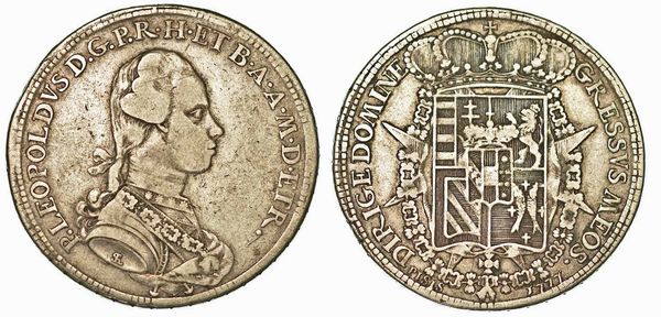 FIRENZE. PIETRO LEOPOLDO DI LORENA, 1765-1790. Francescone 1777.  - Asta Numismatica - Associazione Nazionale - Case d'Asta italiane
