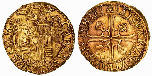 NAPOLI. CARLO V D'ASBURGO, 1516-1556. Scudo d'oro.  - Asta Numismatica - Associazione Nazionale - Case d'Asta italiane