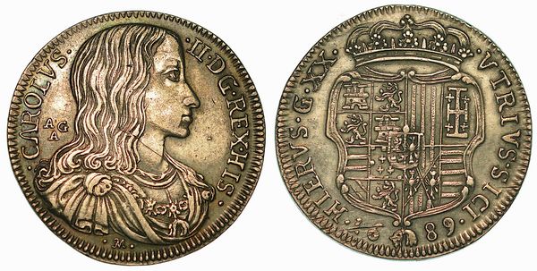 NAPOLI. CARLO II DI SPAGNA, 1665-1700. Tar� 1689.  - Asta Numismatica - Associazione Nazionale - Case d'Asta italiane