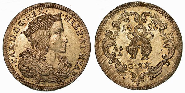 NAPOLI. CARLO II DI SPAGNA, 1665-1700. Tar 1696.  - Asta Numismatica - Associazione Nazionale - Case d'Asta italiane