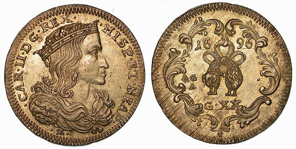 NAPOLI. CARLO II DI SPAGNA, 1665-1700. Tar� 1696.  - Asta Numismatica - Associazione Nazionale - Case d'Asta italiane