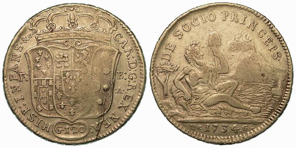NAPOLI. CARLO DI BORBONE, 1734-1759. Piastra da 120 Grana 1734.  - Asta Numismatica - Associazione Nazionale - Case d'Asta italiane