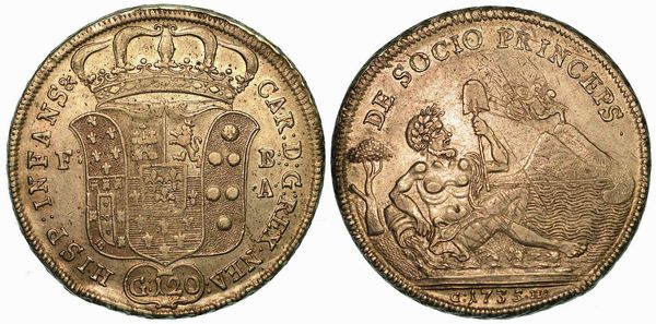 NAPOLI. CARLO DI BORBONE, 1734-1759. Piastra da 120 Grana 1735.  - Asta Numismatica - Associazione Nazionale - Case d'Asta italiane