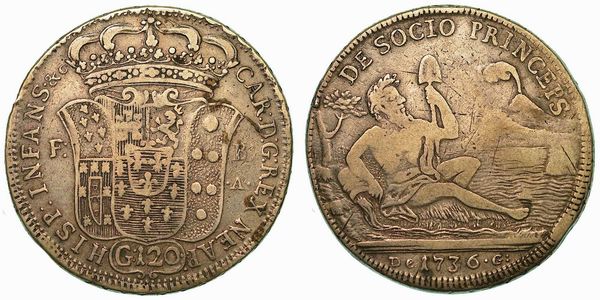 NAPOLI. CARLO DI BORBONE, 1734-1759. Piastra da 120 Grana 1736.  - Asta Numismatica - Associazione Nazionale - Case d'Asta italiane