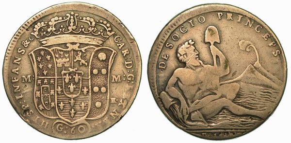 NAPOLI. CARLO DI BORBONE, 1734-1759. Mezza Piastra da 60 Grana (1748 data non leggibile).  - Asta Numismatica - Associazione Nazionale - Case d'Asta italiane