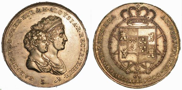 FIRENZE. CARLO LUDOVICO DI BORBONE, 1803-1807. Mezza Dena 1804.  - Asta Numismatica - Associazione Nazionale - Case d'Asta italiane