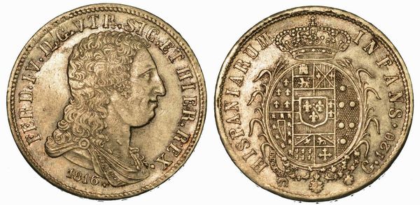 NAPOLI. FERDINANDO IV DI BORBONE, 1759-1816. Piastra da 120 Grana 1816.  - Asta Numismatica - Associazione Nazionale - Case d'Asta italiane