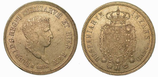 NAPOLI. FERDINANDO I DI BORBONE, 1816-1825. Piastra da 120 Grana 1818. Reimpressa.  - Asta Numismatica - Associazione Nazionale - Case d'Asta italiane