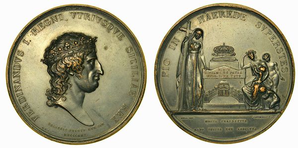 NAPOLI. FERDINANDO I DI BORBONE, 1816-1825. Medaglia in bronzo 1825. Morte di Ferdinando I.  - Asta Numismatica - Associazione Nazionale - Case d'Asta italiane