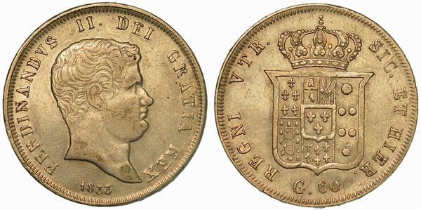 NAPOLI. FERDINANDO II DI BORBONE, 1830-1859. Mezza Piastra da 60 Grana 1833.  - Asta Numismatica - Associazione Nazionale - Case d'Asta italiane