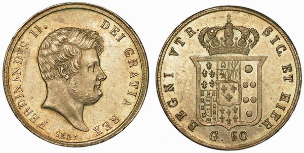 NAPOLI. FERDINANDO II DI BORBONE, 1830-1859. Mezza piastra da 60 grana 1859.  - Asta Numismatica - Associazione Nazionale - Case d'Asta italiane