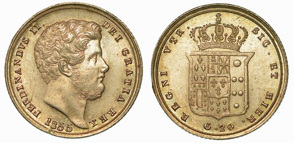 NAPOLI. FERDINANDO II DI BORBONE, 1830-1859. Tar da 20 Grana 1855.  - Asta Numismatica - Associazione Nazionale - Case d'Asta italiane