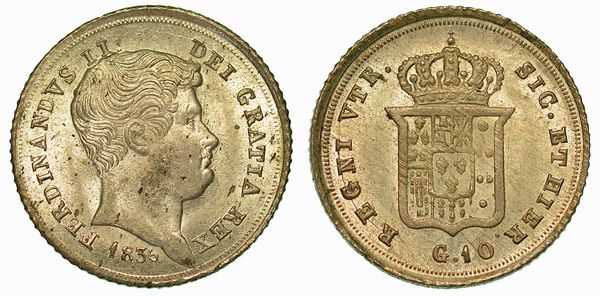 NAPOLI. FERDINANDO II DI BORBONE, 1830-1859. Carlino da 10 Grana 1836.  - Asta Numismatica - Associazione Nazionale - Case d'Asta italiane