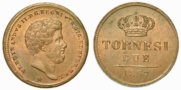 NAPOLI. FERDINANDO II DI BORBONE, 1830-1859. 2 Tornesi 1857.  - Asta Numismatica - Associazione Nazionale - Case d'Asta italiane