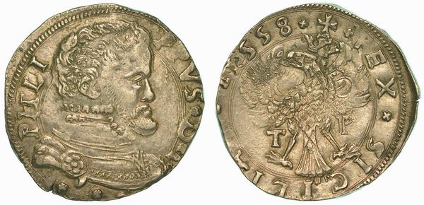 SICILIA. FILIPPO II D'ASBURGO, 1556-1598. 4 Tar 1558. Messina.  - Asta Numismatica - Associazione Nazionale - Case d'Asta italiane
