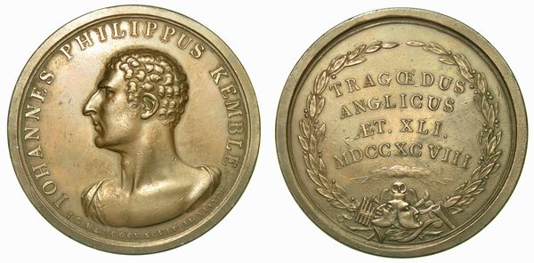 GRAN BRETAGNA. JOHN PHILIP KEMBLE, 1757-1823. Medaglia in bronzo 1798. Per il compleanno.  - Asta Numismatica - Associazione Nazionale - Case d'Asta italiane
