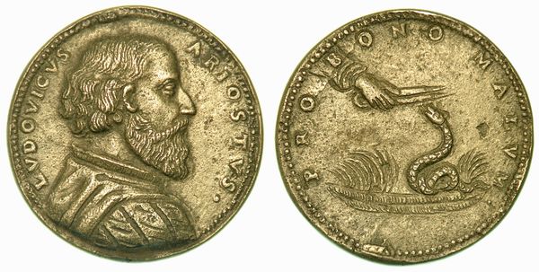 FERRARA. LUDOVICO ARIOSTO, 1474-1533. Medaglia in bronzo.  - Asta Numismatica - Associazione Nazionale - Case d'Asta italiane