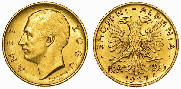 ALBANIA. AHMED ZOGU PRESIDENTE, 1925-1928. 20 Franga 1927.  - Asta Numismatica - Associazione Nazionale - Case d'Asta italiane