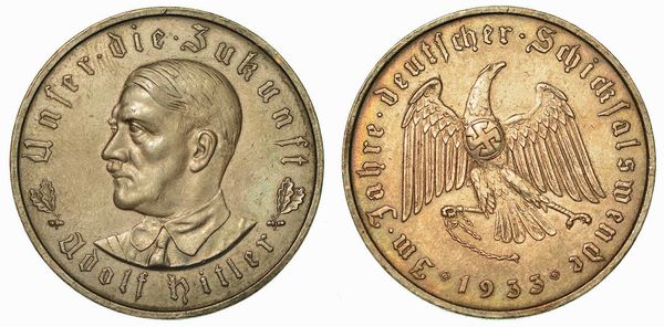 AUSTRIA (GERMANIA - III REICH). ADOLF HITLER, 1889-1945. Medaglia in argento 1933. Commemorazione dell'ascesa al potere di Hitler.  - Asta Numismatica - Associazione Nazionale - Case d'Asta italiane